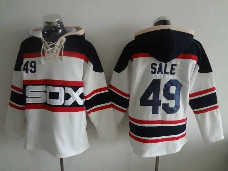 Chicago White Sox #49 Chris Sale White Sawyer Hooded Sweatshirt Alternate Home MLB Hoodie,We sell and wholesale Chicago White Sox #49 Chris Sale White Sawyer Hooded Sweatshirt Alternate Home MLB Hoodie on line form chian!